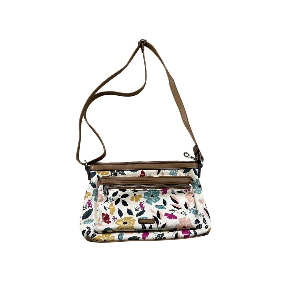 Relic by Fossil Floral Crossbody Bag White Multi Adjustable Strap